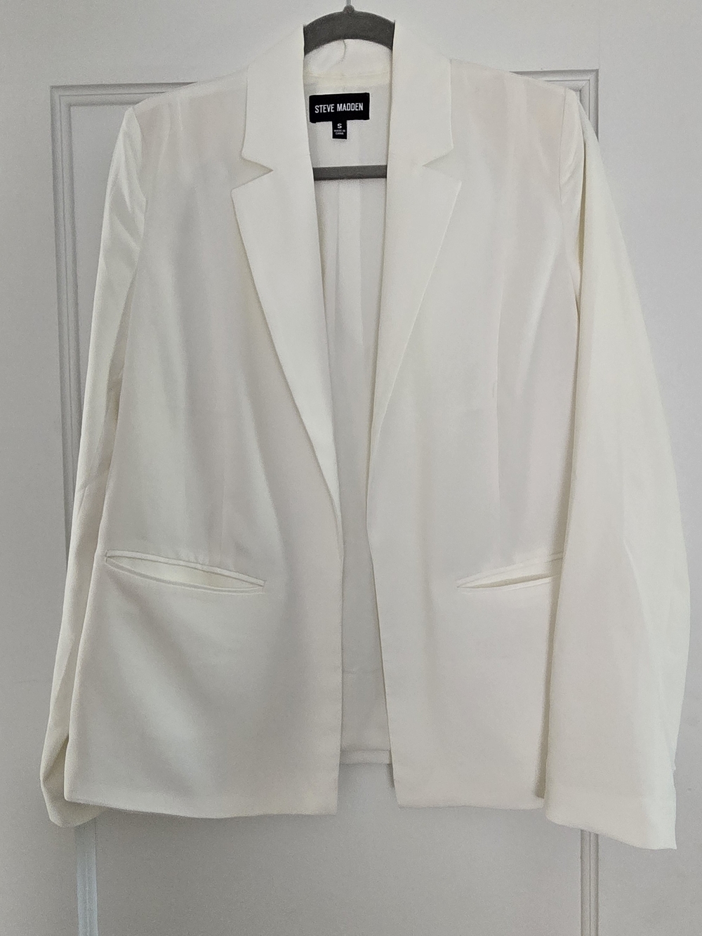 Steve Madden Women's Ivory Open-Front Blazer